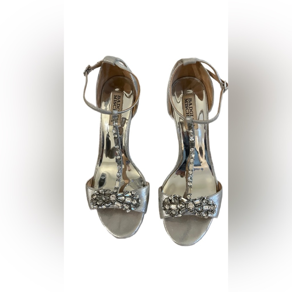 Badgley Mischka Metallic Silver Heels